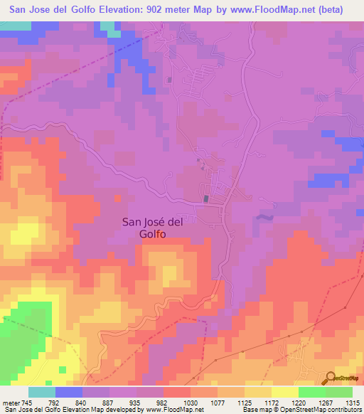 San Jose del Golfo,Guatemala Elevation Map