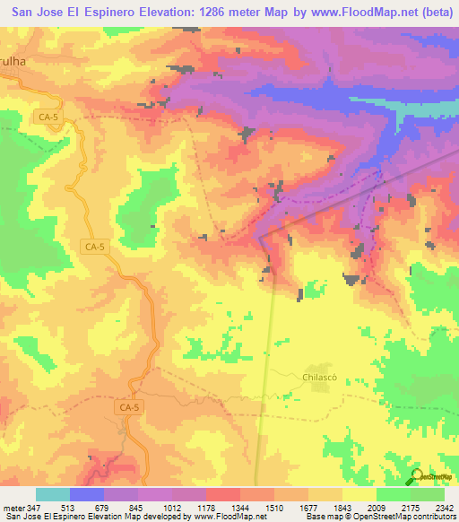 San Jose El Espinero,Guatemala Elevation Map