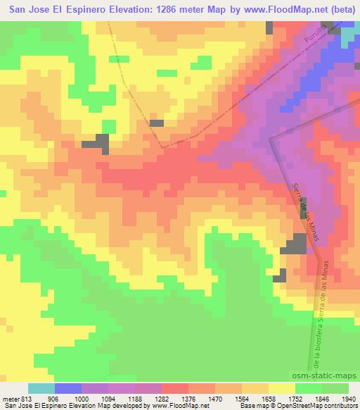 San Jose El Espinero,Guatemala Elevation Map