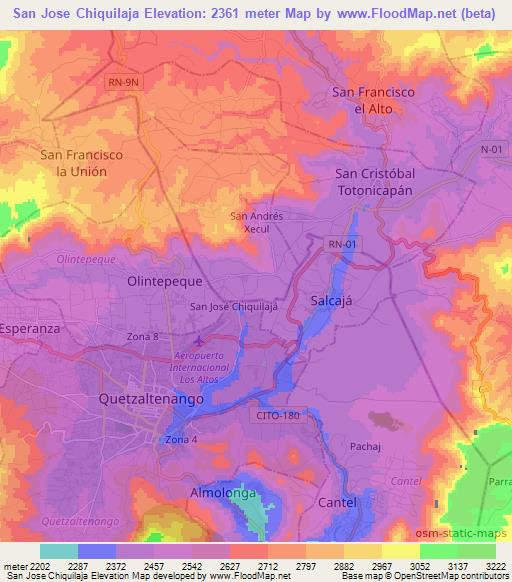 San Jose Chiquilaja,Guatemala Elevation Map