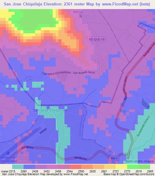 San Jose Chiquilaja,Guatemala Elevation Map