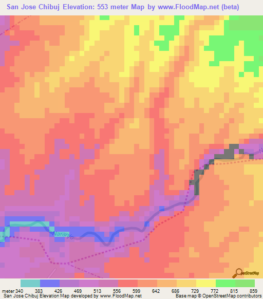 San Jose Chibuj,Guatemala Elevation Map