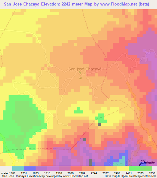 San Jose Chacaya,Guatemala Elevation Map