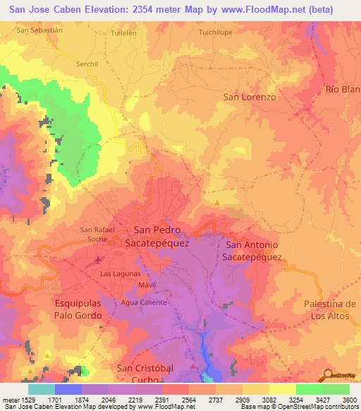 San Jose Caben,Guatemala Elevation Map