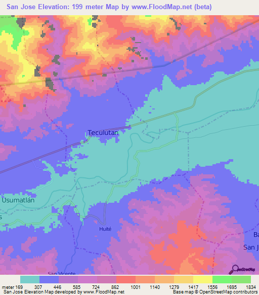 San Jose,Guatemala Elevation Map