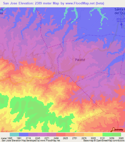 San Jose,Guatemala Elevation Map