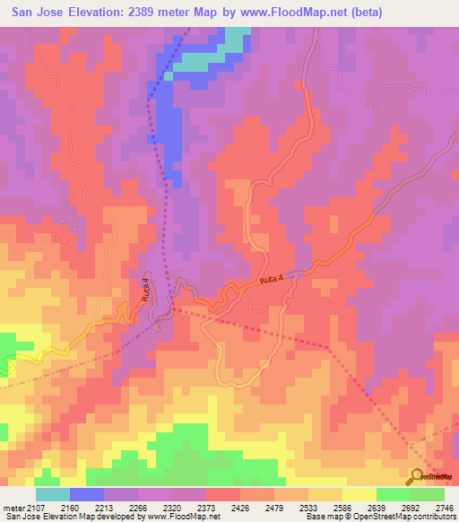 San Jose,Guatemala Elevation Map