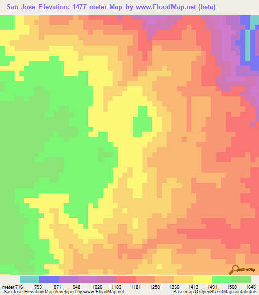 San Jose,Guatemala Elevation Map