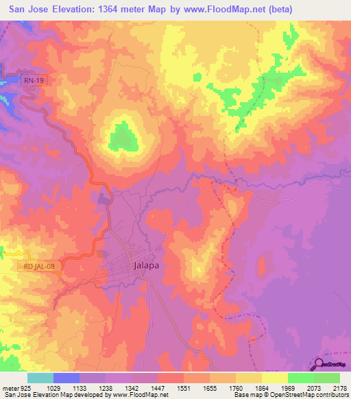 San Jose,Guatemala Elevation Map