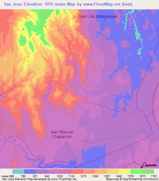 San Jose,Guatemala Elevation Map