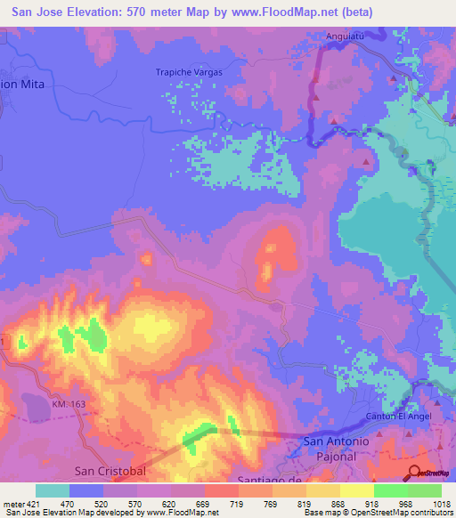 San Jose,Guatemala Elevation Map