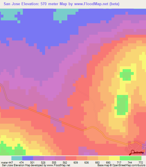 San Jose,Guatemala Elevation Map