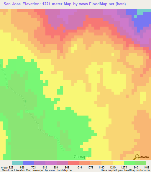 San Jose,Guatemala Elevation Map