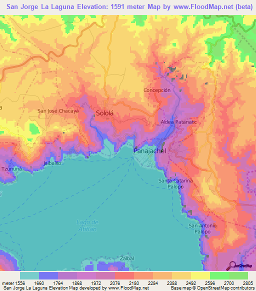 San Jorge La Laguna,Guatemala Elevation Map