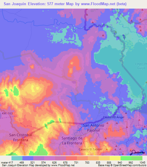 San Joaquin,Guatemala Elevation Map