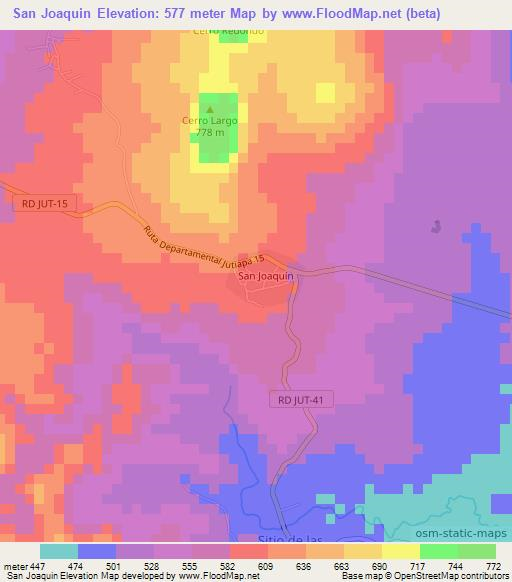 San Joaquin,Guatemala Elevation Map