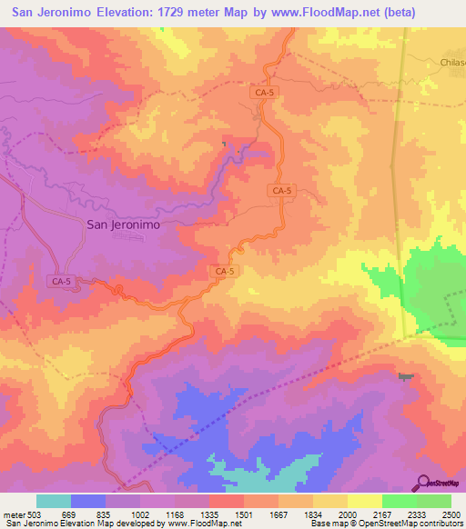 San Jeronimo,Guatemala Elevation Map