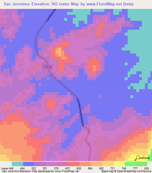 San Jeronimo,Guatemala Elevation Map