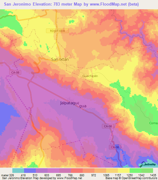 San Jeronimo,Guatemala Elevation Map