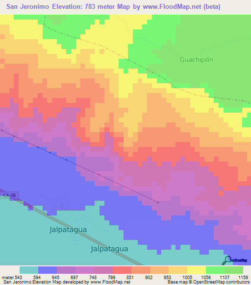 San Jeronimo,Guatemala Elevation Map