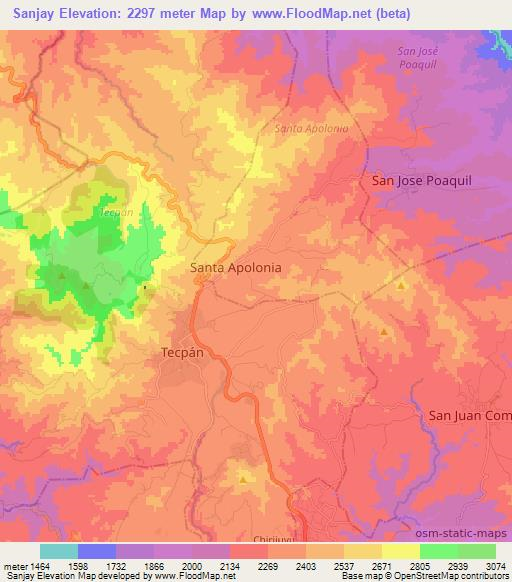 Sanjay,Guatemala Elevation Map