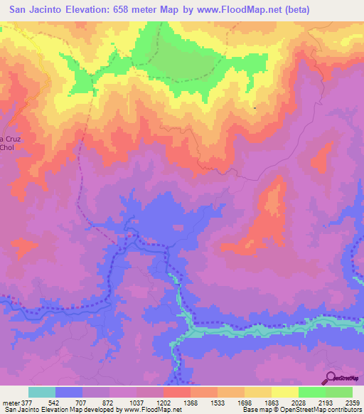 San Jacinto,Guatemala Elevation Map