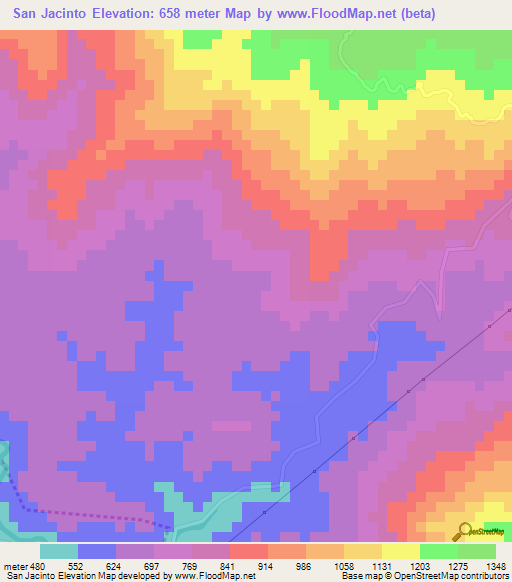 San Jacinto,Guatemala Elevation Map