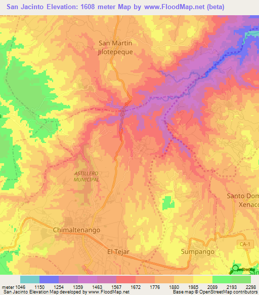 San Jacinto,Guatemala Elevation Map