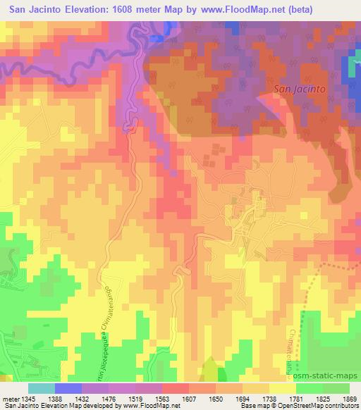 San Jacinto,Guatemala Elevation Map