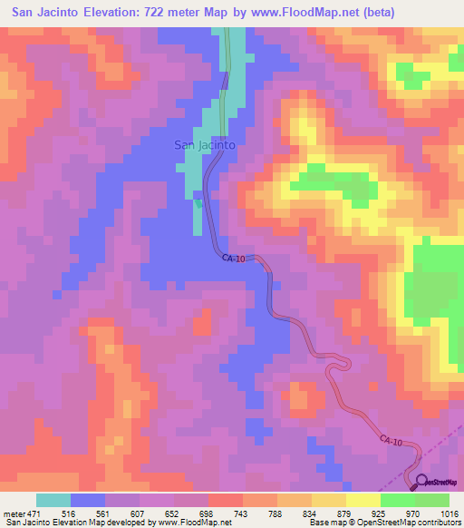 San Jacinto,Guatemala Elevation Map