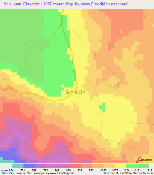 San Ixtan,Guatemala Elevation Map