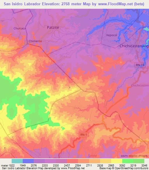 San Isidro Labrador,Guatemala Elevation Map