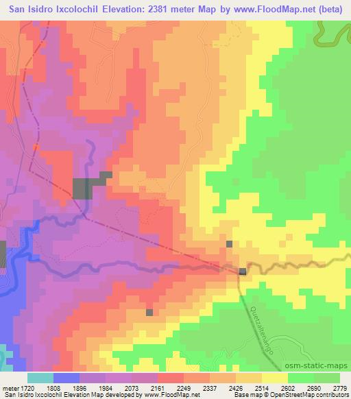 San Isidro Ixcolochil,Guatemala Elevation Map
