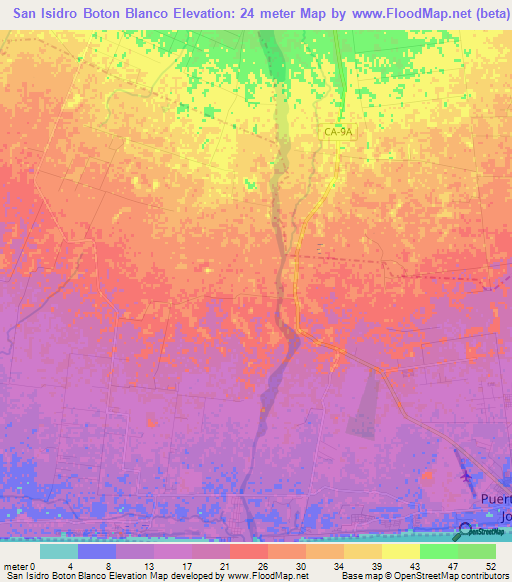 San Isidro Boton Blanco,Guatemala Elevation Map