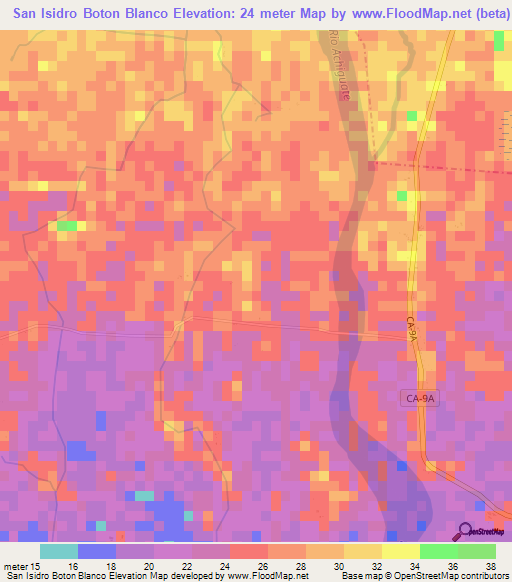 San Isidro Boton Blanco,Guatemala Elevation Map