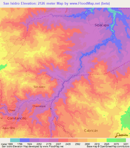 San Isidro,Guatemala Elevation Map