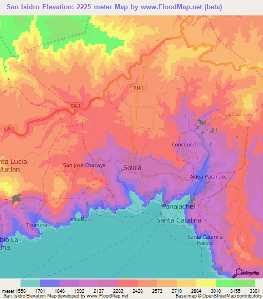 San Isidro,Guatemala Elevation Map