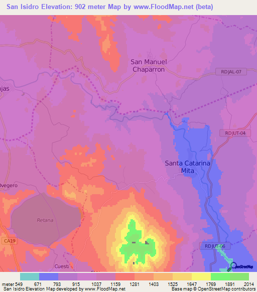 San Isidro,Guatemala Elevation Map