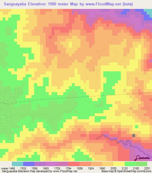 Sanguayaba,Guatemala Elevation Map