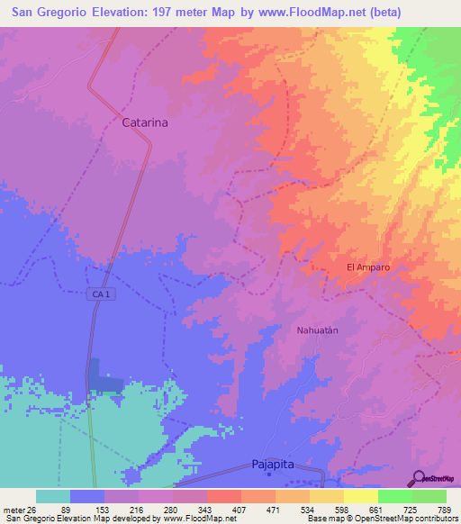 San Gregorio,Guatemala Elevation Map