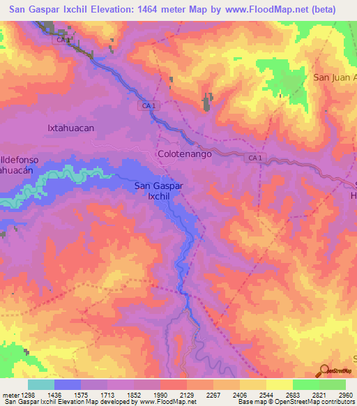 San Gaspar Ixchil,Guatemala Elevation Map