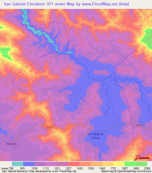 San Gabriel,Guatemala Elevation Map