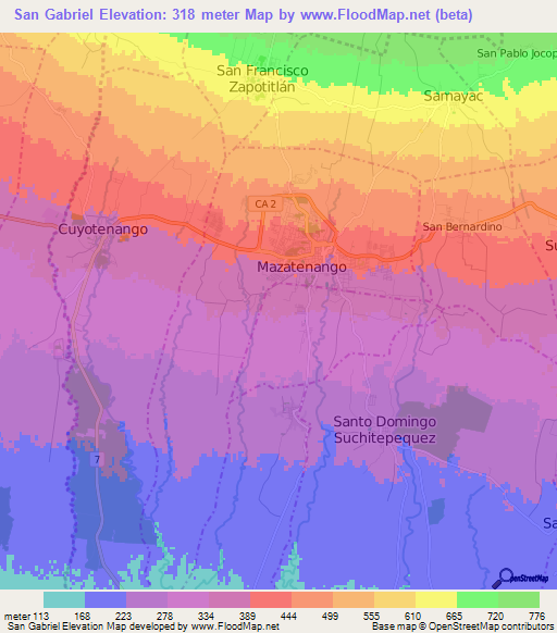 San Gabriel,Guatemala Elevation Map