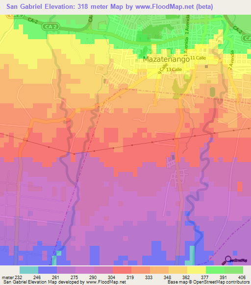 San Gabriel,Guatemala Elevation Map