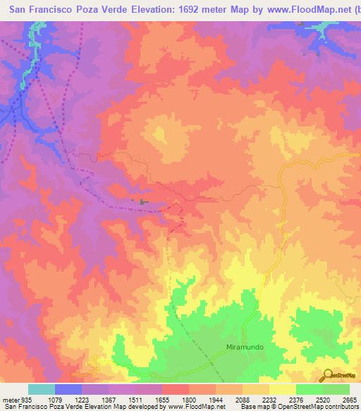 San Francisco Poza Verde,Guatemala Elevation Map