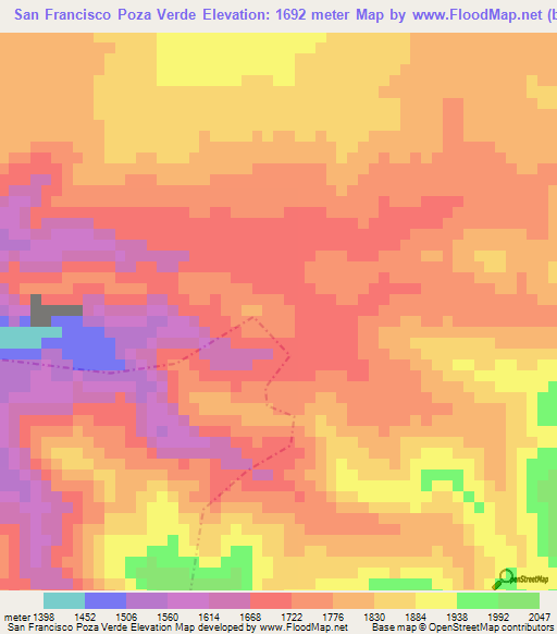 San Francisco Poza Verde,Guatemala Elevation Map