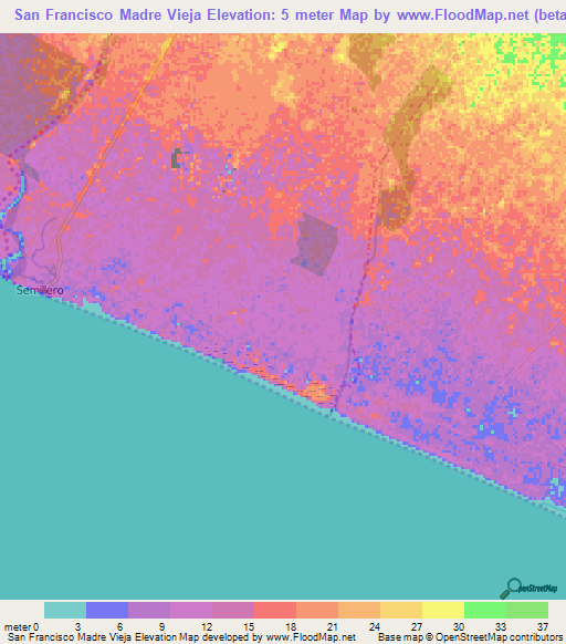 San Francisco Madre Vieja,Guatemala Elevation Map