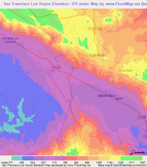 San Francisco Los Hoyos,Guatemala Elevation Map