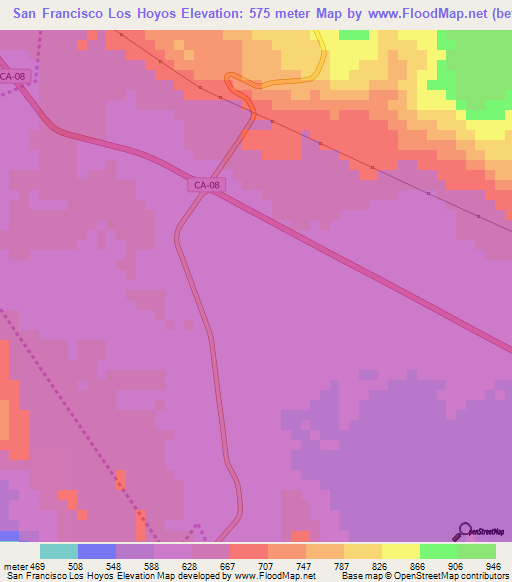 San Francisco Los Hoyos,Guatemala Elevation Map