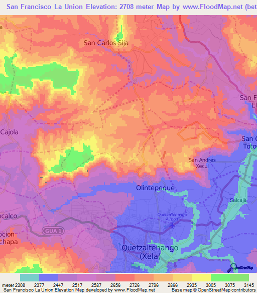 San Francisco La Union,Guatemala Elevation Map